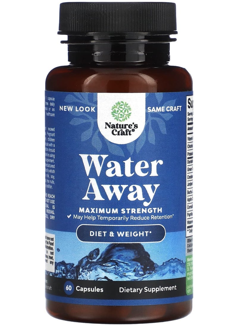 Nature's Craft Water Away, Maximum Strength, 60 Capsules 