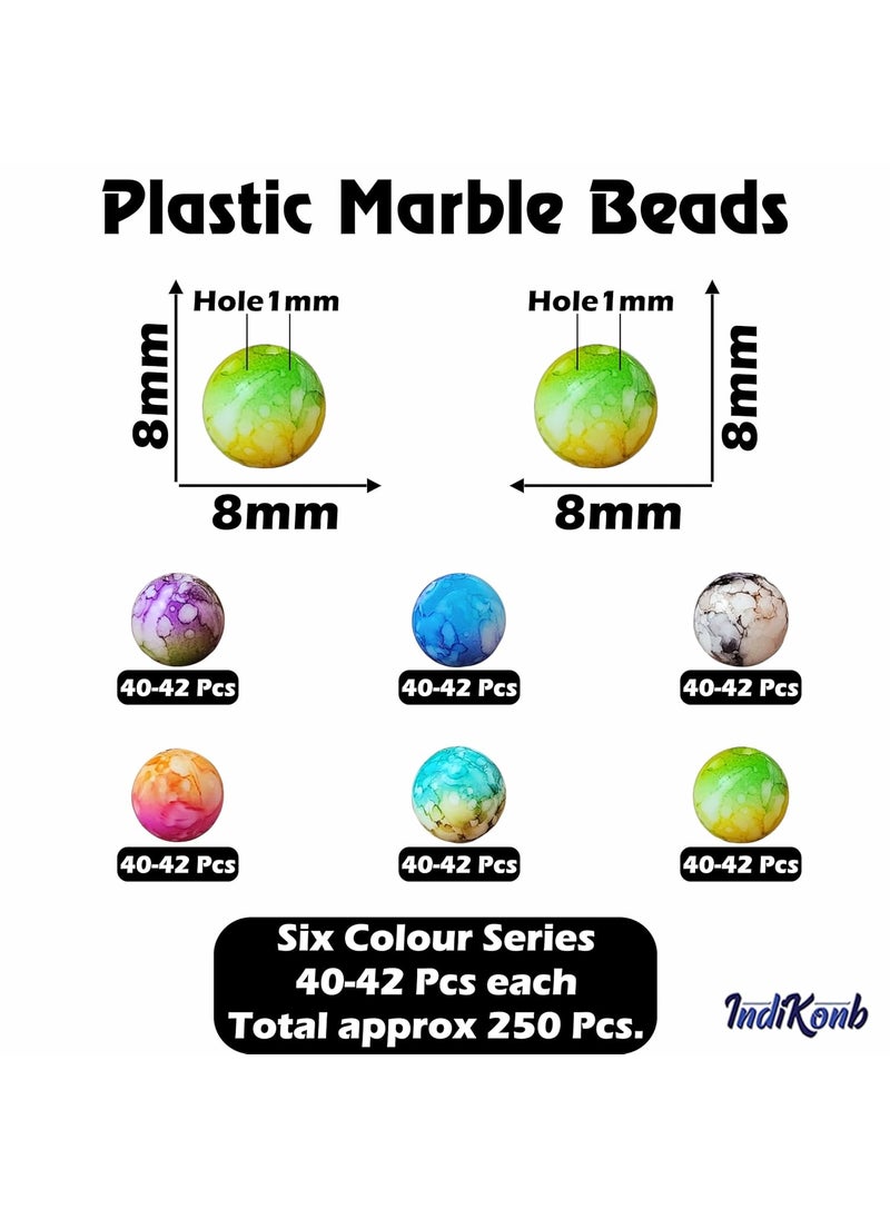 INDIKONB - INDIKONB Acrylic Marble Beads 8mm, Multicolour Mix, 250pcs for DIY Jewelry Making, Crafts, Bracelets, Necklaces - Mix Color Series - Image 1