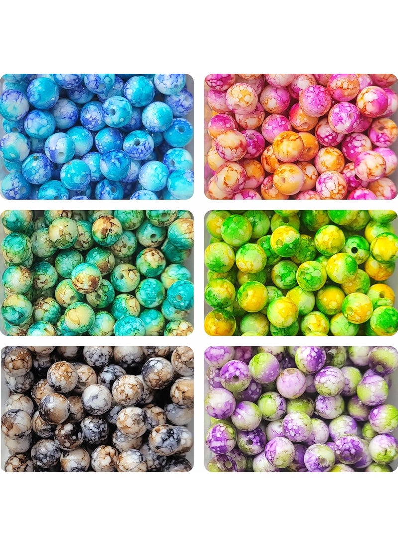 INDIKONB - INDIKONB Acrylic Marble Beads 8mm, Multicolour Mix, 250pcs for DIY Jewelry Making, Crafts, Bracelets, Necklaces - Mix Color Series - Image 1