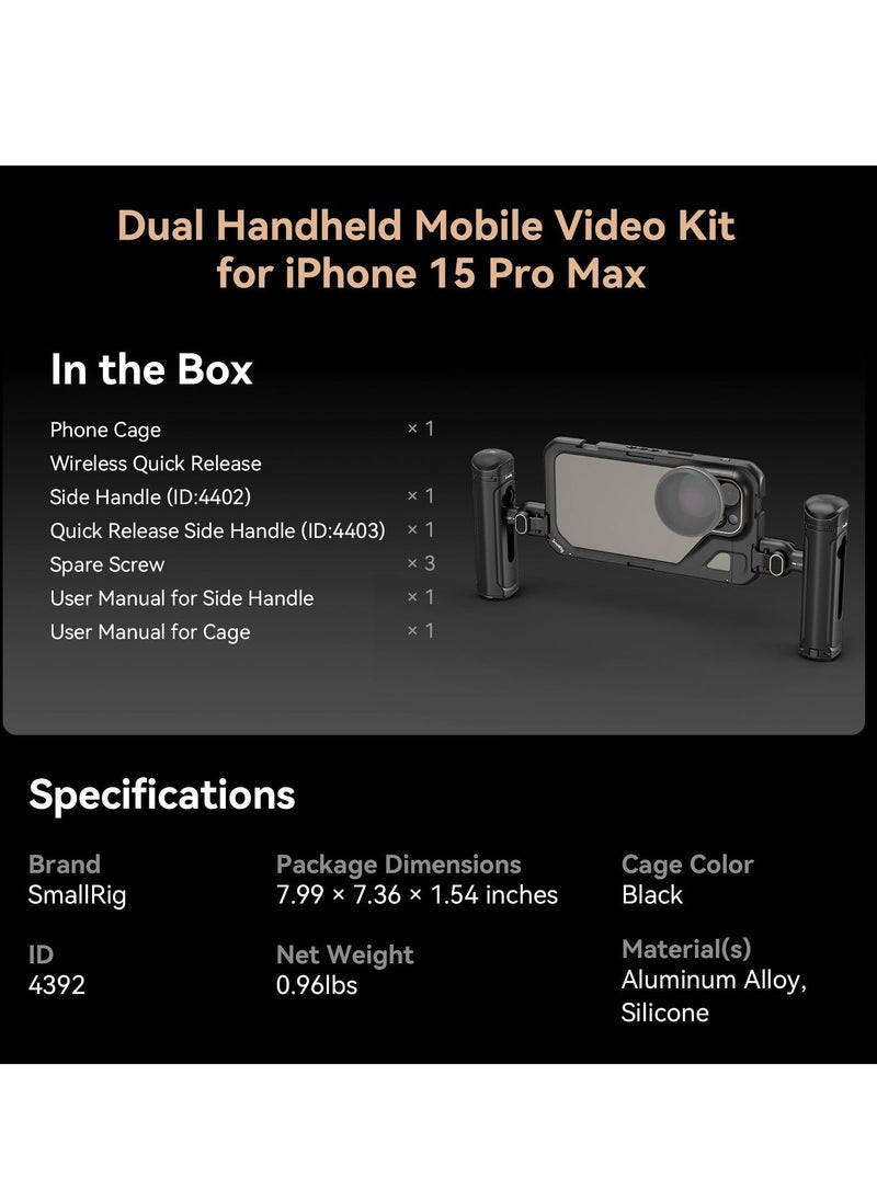 Generic - Dual Handheld Phone Cage Kit for iPhone 15 Pro Max Mobile Video Rig Cage Kit Stable and Secure with Wireless Quick Release Dual Handles for Video Recording YouTube Live Streaming Vlog - Image 1
