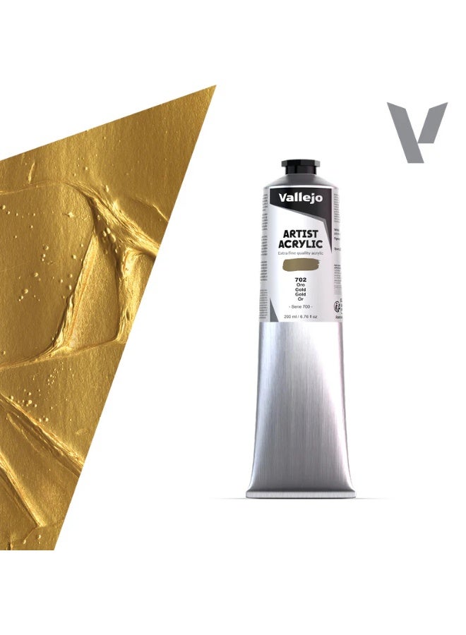 ألوان أكريليك فنية - ذهبي، ألوان معدنية عالية الصبغة، ٢٠٠ مل
