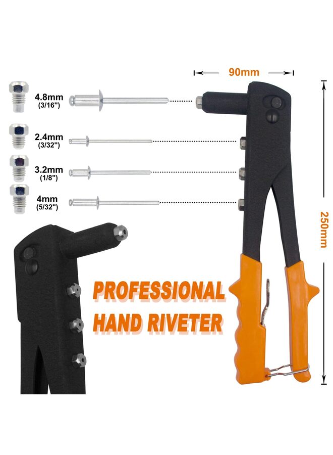 مجموعة متنوعة من مسامير التثبيت العمياء المصنوعة من الألومنيوم، 385 قطعة، مع أداة تثبيت يدوية شديدة التحمل، ومسدس تثبيت مسامير، و6 أحجام مختلفة من مسامير التثبيت. - Image 2