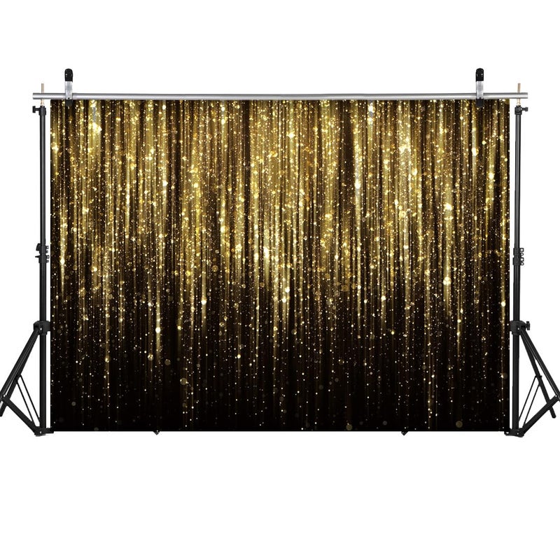 WOLADA Black and Gold Backdrop Black Gold Photo Backdrop Wedding Birthday Baby Shower Party Photo Studio 7x5FT FW53 - Image 2