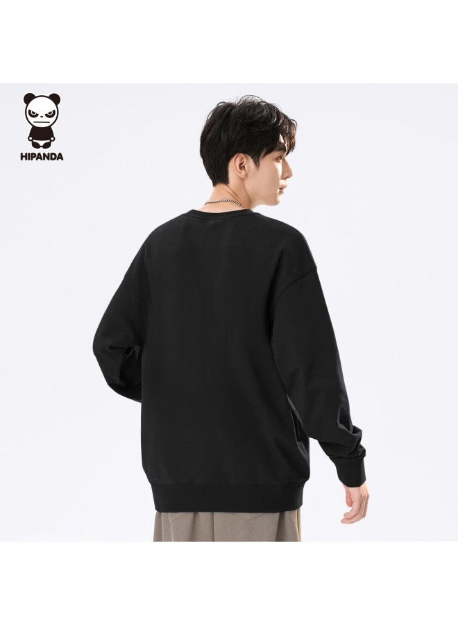Hipanda Men's Autumn Letter Print Pullover Loose Trendy Crewneck Casual Sweatshirt Black 3XL - Image 2