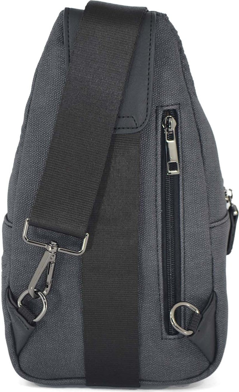 EN Deri EN Leather Men's Canvas Black Multi-Compartment Casual Crossbody Shoulder Bag  - Image 5