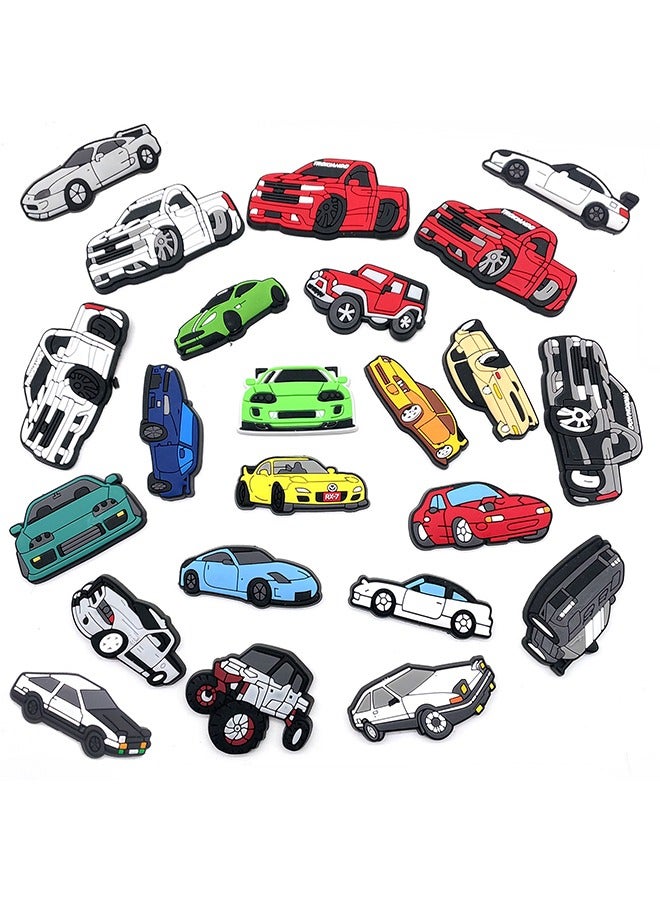 23 PCS Cars Shoe Decoration Charms for Clogs Shoe/Sandals Bracelet Wristband Slippers Set of Car Collection Shoes Floral Shoe Buckles Race Car Accessories Charms for Adult Men Boys - Image 2