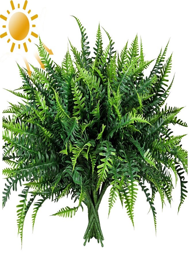 alyptus UV Resistant Fake Plants, 16 Bundles Artificial Plants Greenery, Realistic Fake Fern for Porch Decor & Outdoor Use - Image 1