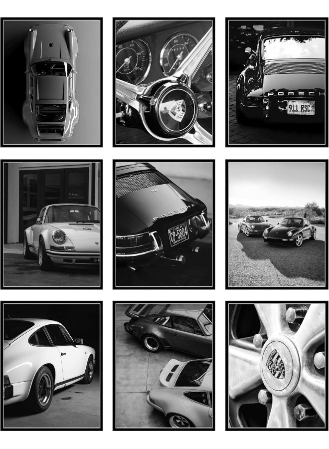 BigWig Prints Porsche Poster - Porsche 911 Poster, Porsche Wall Art, Vintage Porsche Poster, Porsche 911 GT3 RS Poster, Porsche Garage Decor, Classic Car Posters, Car Posters - Unframed Set of 9 (8x10) - Image 1
