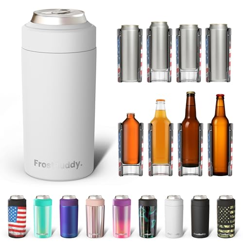 Frost Buddy Universal Buddy Can Cooler - Fits All - For Regular 12 & 16 oz or Slim-Size Bottles - Insulated Double -Walled Stainless Steel (All white) - Image 1