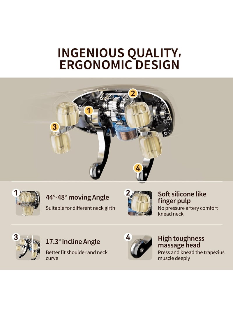 BORTONY Shiatsu Neck Back & Shoulder Massager with Heat Deep Tissue Electric Massage Pillow Wireless & Portable Pain Relief Ideal Gift (Grey) - Image 4