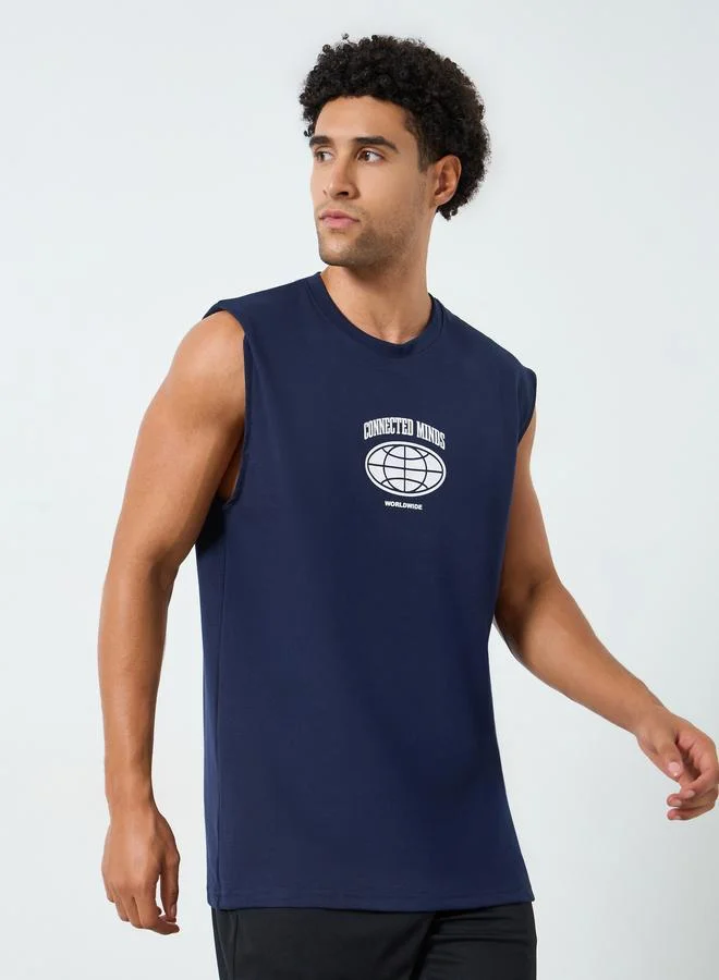 ستايلي اكتيف تيشيرت بلا أكمام بقصة واسعة للرجال