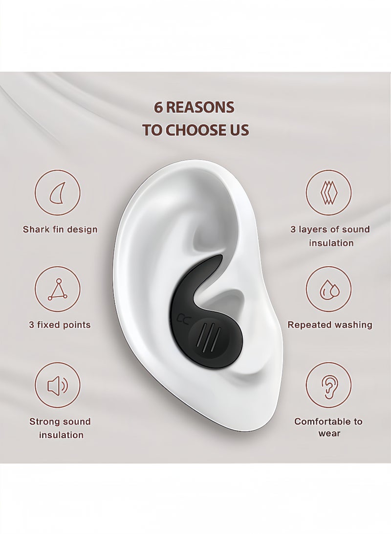 Peachjoy زوجان من سدادات الأذن القابلة لإعادة الاستخدام مع علبة، سدادات أذن لتقليل الضوضاء، سدادات أذن سيليكون ناعمة ومقاومة للماء للشخير (أسود، أخضر) - Image 3