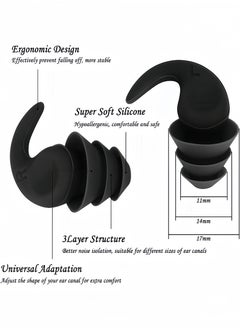 Peachjoy 2 Pairs Reusable Sound Blocking Ear Plugs with Case, Noise Reduction Earplug, Soft Waterproof Silicone Earplugs for Snoring(Black, Green)  - Image 2