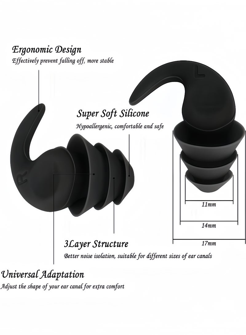 Peachjoy زوجان من سدادات الأذن القابلة لإعادة الاستخدام مع علبة، سدادات أذن لتقليل الضوضاء، سدادات أذن سيليكون ناعمة ومقاومة للماء للشخير (أسود، أخضر) - Image 2