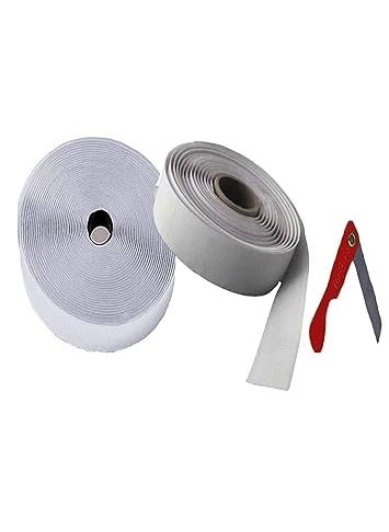 SAI PRASEEDA - SAI PRASEEDA 25 Meters Each Self Adhesive Hook Tape and Self Adhesive Loop Tape_20MM_White Color_with Easy Removal Sticker RJRSRMK - Image 1
