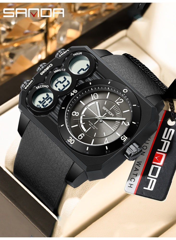 Sanda Fashion Electronic Watch Outdoor Sports Multi functional Waterproof Night Light Dual Display Men's Electronic Watch 6237 - Image 1