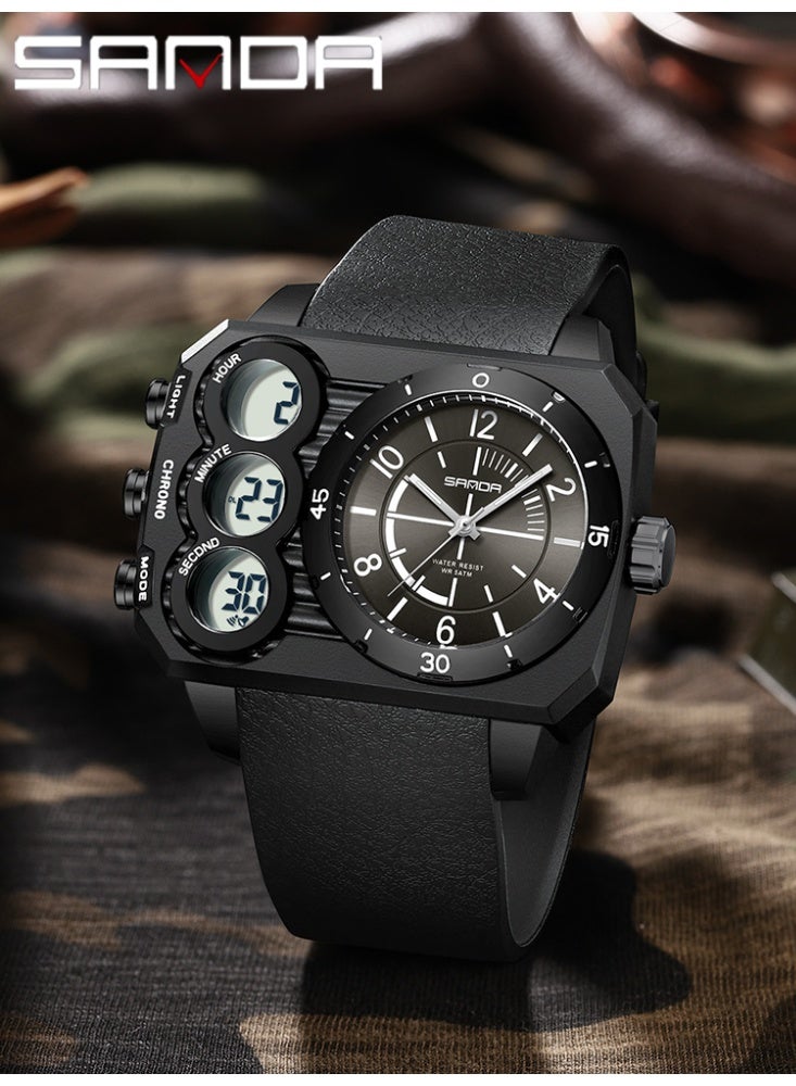 Sanda Fashion Electronic Watch Outdoor Sports Multi functional Waterproof Night Light Dual Display Men's Electronic Watch 6237 - Image 4