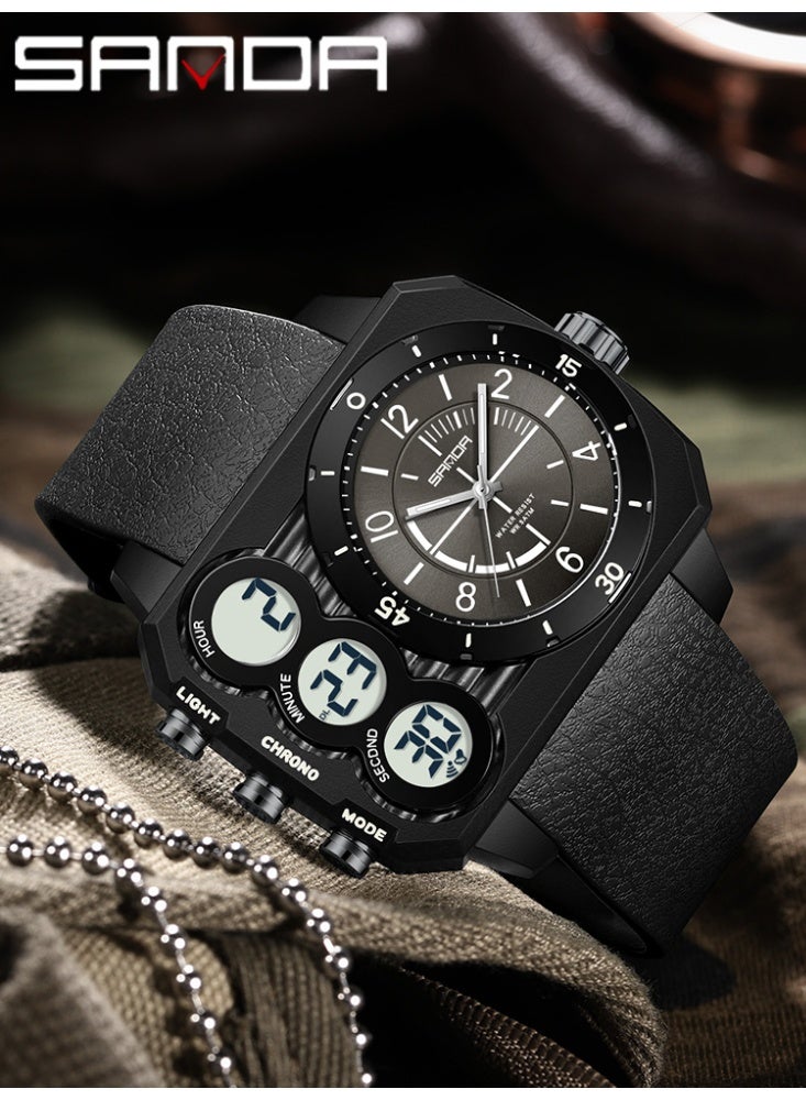 Sanda Fashion Electronic Watch Outdoor Sports Multi functional Waterproof Night Light Dual Display Men's Electronic Watch 6237 - Image 3