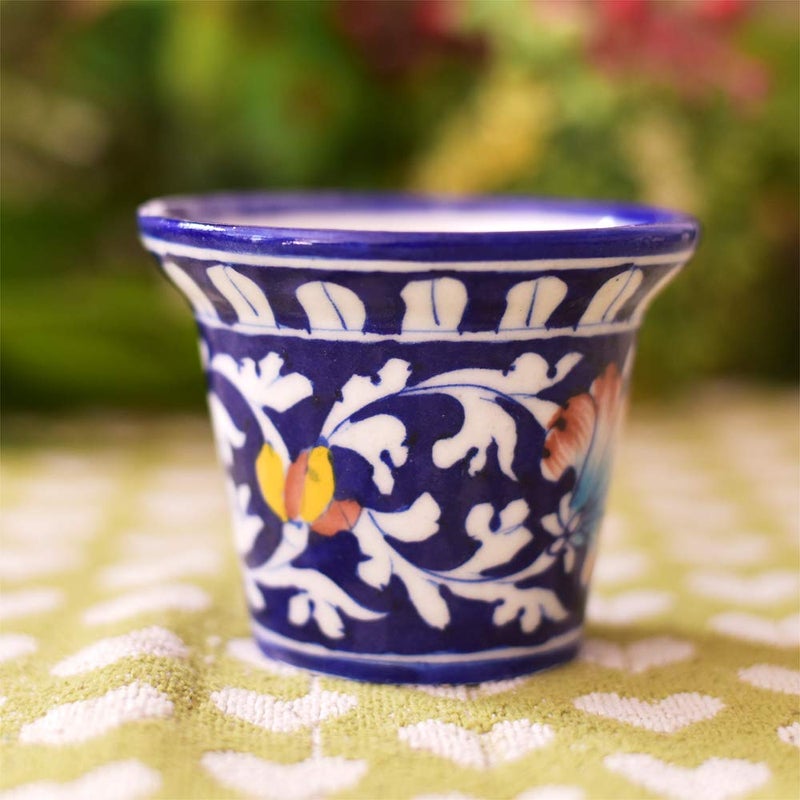 Shriyam Craft Quartz Powder Filler Earth Glass Powder Blue Art Pottery Creamic Flower Pot Blue Colour - Image 2