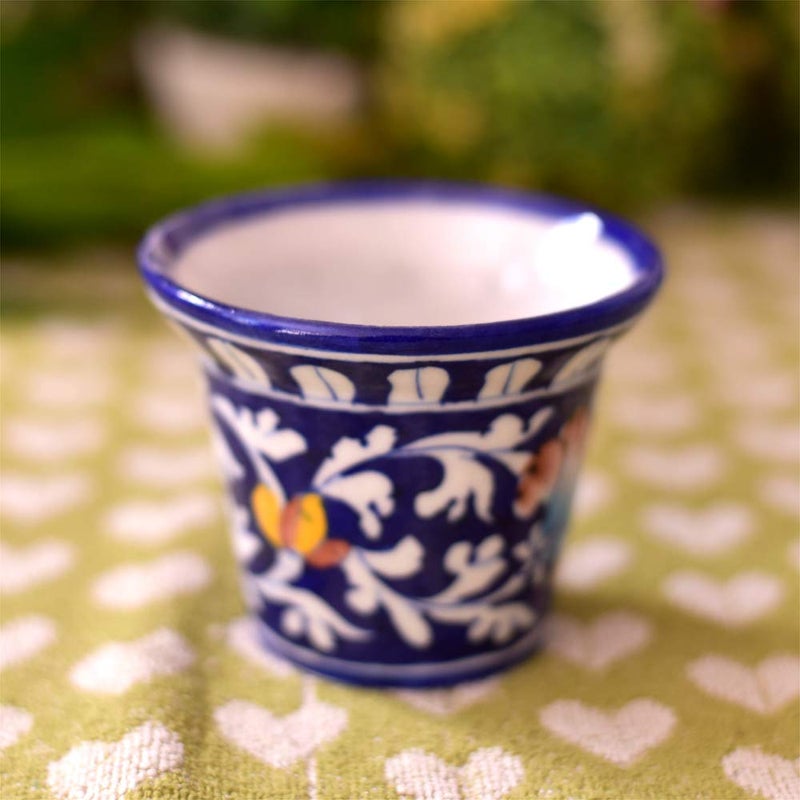 Shriyam Craft Quartz Powder Filler Earth Glass Powder Blue Art Pottery Creamic Flower Pot Blue Colour - Image 1