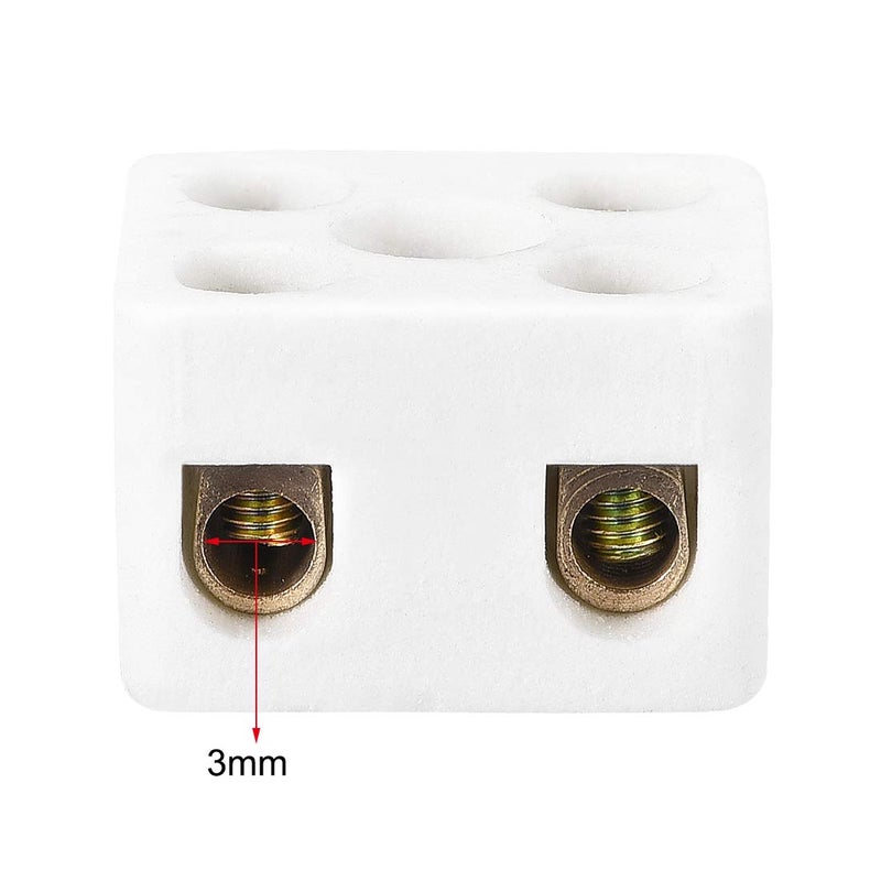 uxcell 2 Way Ceramics Terminal Blocks High Temp Porcelain Ceramic Connectors 21.5x19.5x14.2mm for Electrical Wire Cable 5 Pcs - Image 3