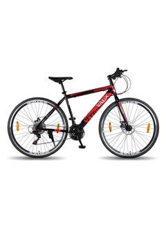 Vaux دراجة Vaux Swifter-Pro الهجينة للرجال مع فرامل قرصية مزدوجة - دورة تروس 21 سرعة مع إطار فولاذي Hi-Ten - إطارات معدنية ودورة إطارات رفيعة 700Cx35 - دراجة للبالغين من الفئة العمرية 15 عامًا فما فوق - أسود  - Image 1