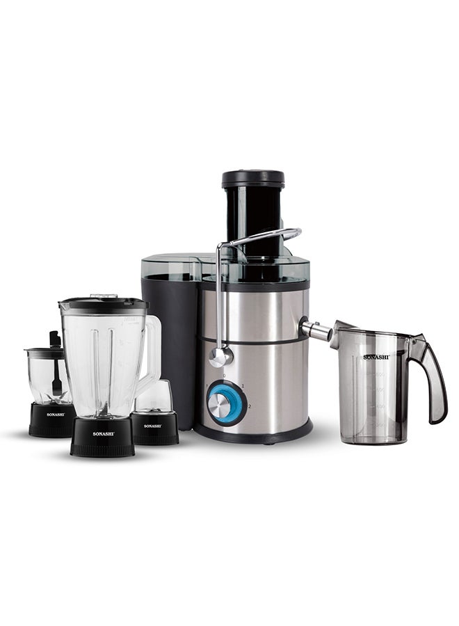 SONASHI 4 in 1 Powerful Juicer Blender -  Perfect Electric Blender, Juicer, Chopper & Grinder |  2 Speeds, Unbreakable 1.5L Fruit Juicer, Grinder, Chopper | Powerful Versatile & Compact 800 W SJB-401 Silver/Black - Image 4