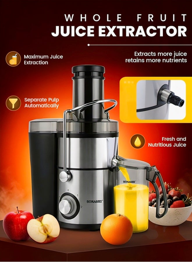 سوناشي خلاط وعصارة 4 في 1 مع وعاء وقطاعة غير قابلة للكسر ومطحنة 800 W SJB-401 أسود/ فضي - Image 4