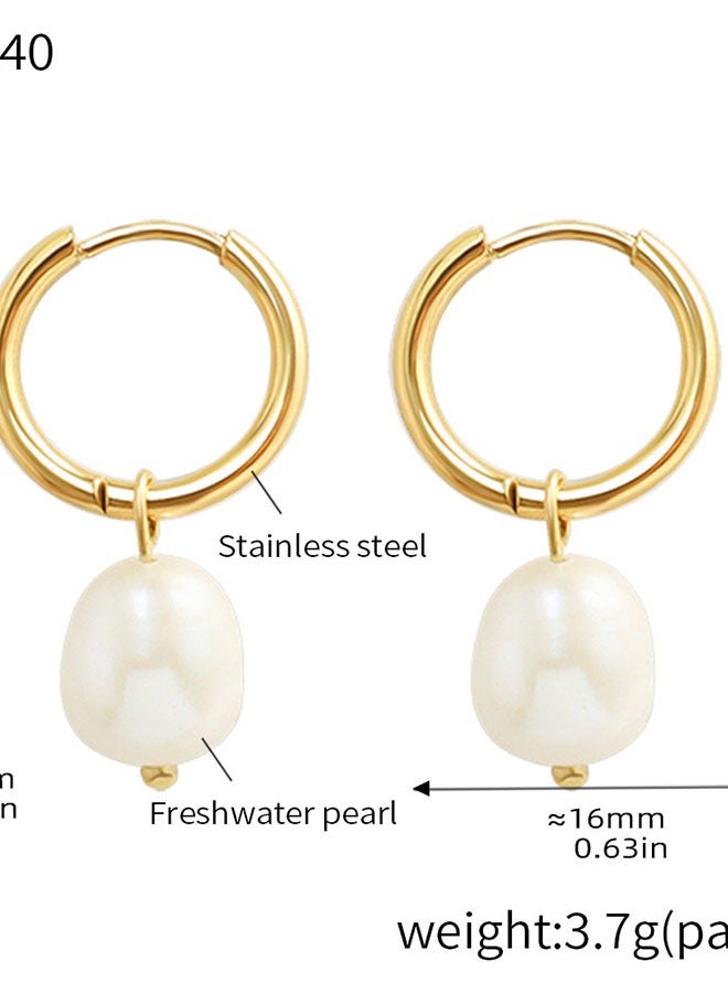 Freshwater Pearl Earrings - Minimalist & Elegant Style, Secure Clasp Design, Versatile for Daily & Office Wear - Image 2