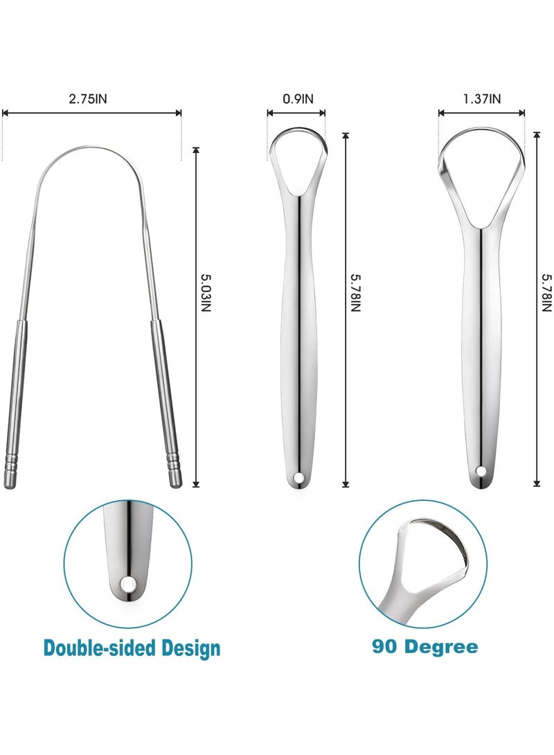 موش مكشطة لسان للبالغين - مجموعة 3 قطع من الفولاذ المقاوم للصدأ مع علبة سفر – لنَفَس منعش ونظافة فموية - Image 2