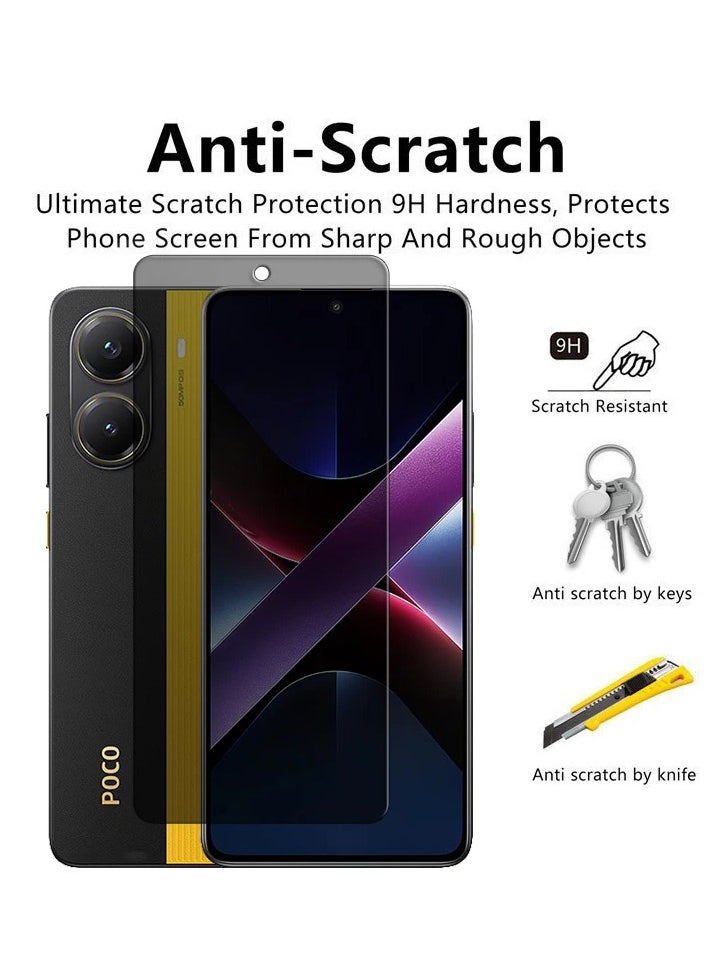 2 in 1 Privacy Screen Protector for Xiaomi Poco X7 Pro [Anti-Spy Tempered Glass] and Camera Lens Protector, Ultra HD, Anti-Scratch, Bubble-Free, Easy Install 9H Protective Glass