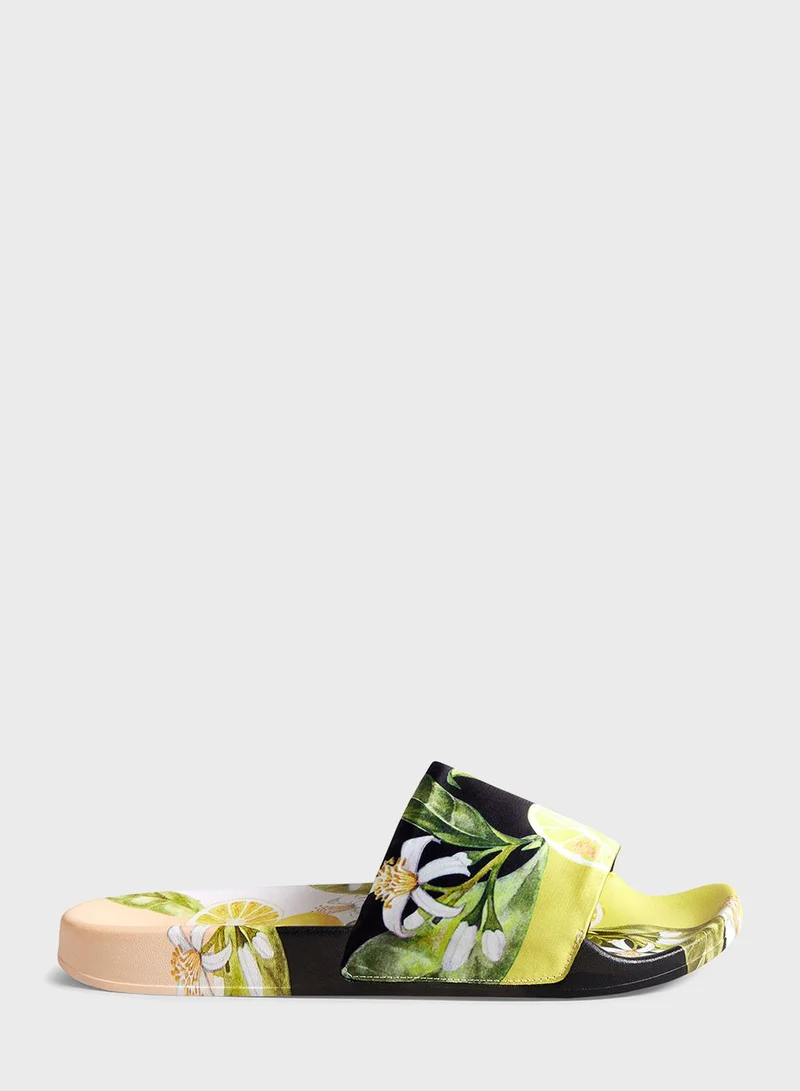 Ted Baker Azzin Lemon Printed Satin Slides