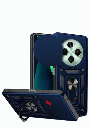SPAZY CASE® Vivo T4 5G / iQOO Z10 5G Back Cover | Heavy Duty Hybrid Case with 360 Degree Rotating Finger Ring Holder + Slider Shutter Camera Protection Case for Vivo T4 5G / iQOO Z10 5G - Blue - Image 5