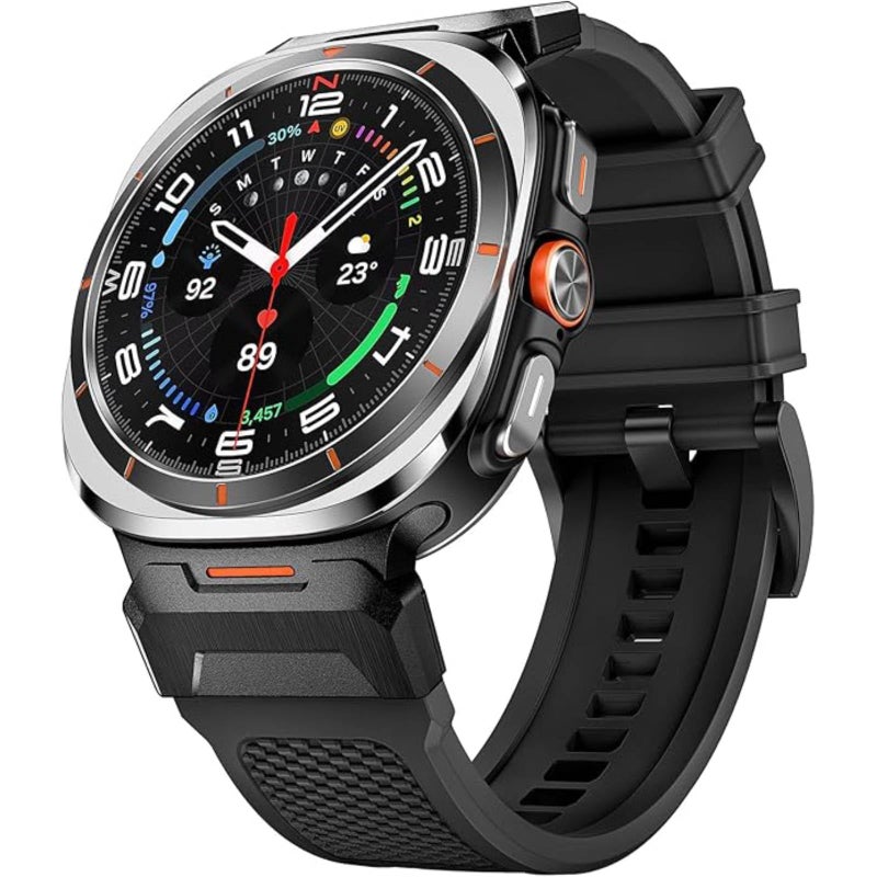 Vurtboly Rugged Strap Compatible with Galaxy Watch 7 Ultra Straps 47mm (2024), Wide Silicone Breathable Sport Band with Stainless Steel Connectors - Image 2