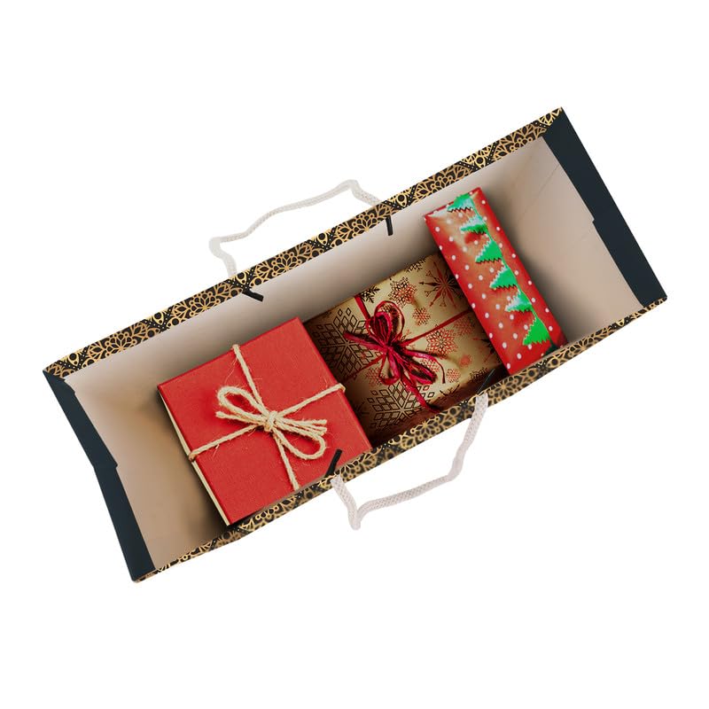 PaperPep Golden Votive Print Gift Paper Bags | Large (17"X12.5"X4.75" inches) | Attached gift tags, Ideal for Return Gifts, Weddings, Birthday & Celebrations | Pack of 2 - Image 4