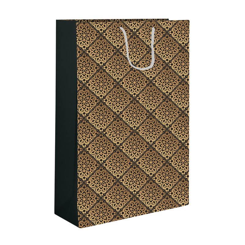 PaperPep Golden Votive Print Gift Paper Bags | Large (17"X12.5"X4.75" inches) | Attached gift tags, Ideal for Return Gifts, Weddings, Birthday & Celebrations | Pack of 2 - Image 5