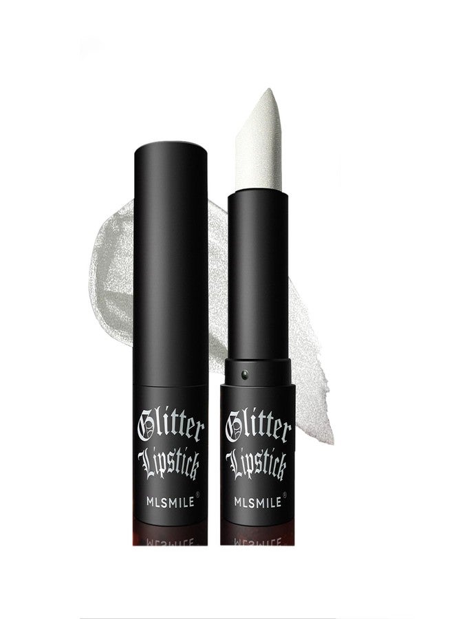 MIESCHER Diamond Lipstick Lip Gloss Long Lasting Waterproof Glitter Lipstick & Eyeshadow, High Shine Non-stick Cup Matte Lipstick, Flash Diamond Lip Gloss for Halloween Party Vampire Makeup (01#WHITE) - Image 1