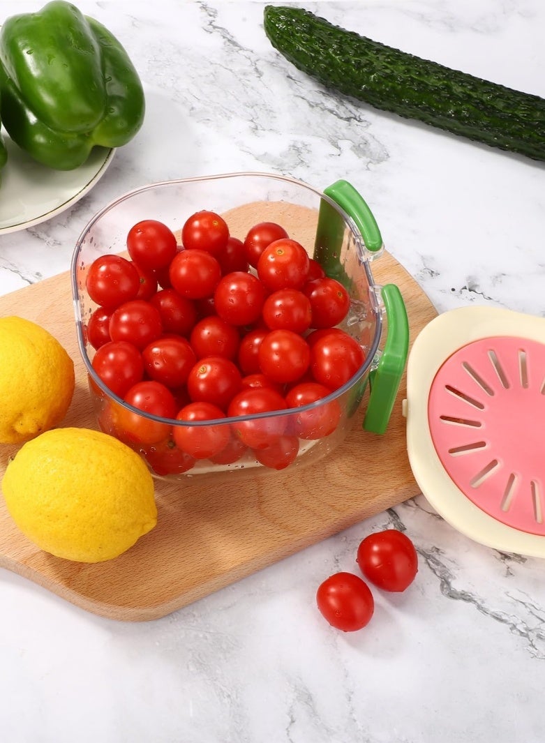 SAHHAHOME 2-in-1 Draining Basket with Foldable Handle, Fruit & Vegetable Washing Bowl, Thickened Refrigerator Fresh-Keeping Container - Image 5