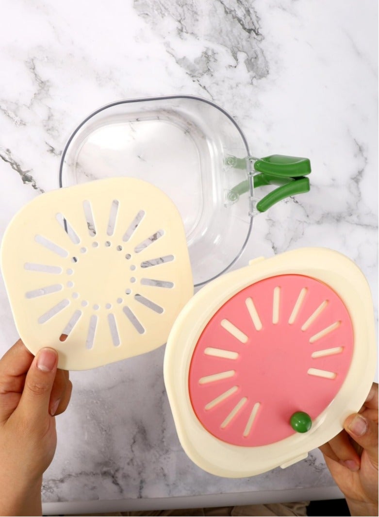 SAHHAHOME 2-in-1 Draining Basket with Foldable Handle, Fruit & Vegetable Washing Bowl, Thickened Refrigerator Fresh-Keeping Container - Image 4