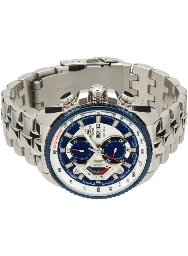 Casio Edifice EF-558D-2AV Chronograph Watch for Men – Blue Dial, Silver Stainless Steel Strap - Image 2