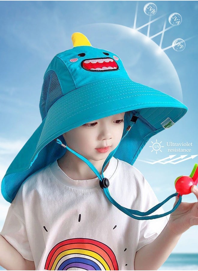 DUNISO Kids Sun Hat UPF 50+ Sun Visor Hats, Wide Brim Beach Hats with Mesh and Adjustable Chin Strap Cartoon Beach Bucket Hats for Boys Girls  - Image 1