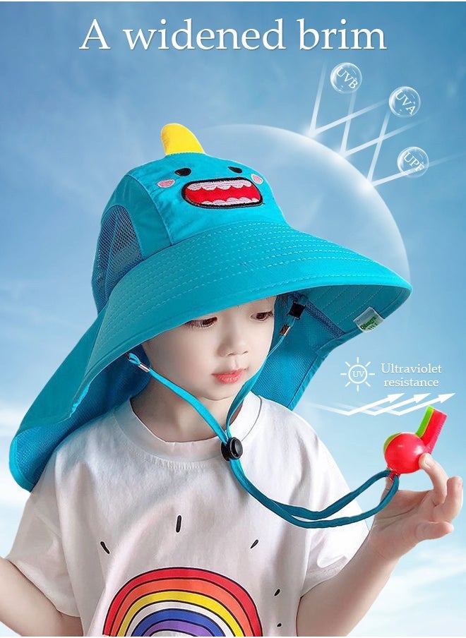 DUNISO Kids Sun Hat UPF 50+ Sun Visor Hats, Wide Brim Beach Hats with Mesh and Adjustable Chin Strap Cartoon Beach Bucket Hats for Boys Girls  - Image 2