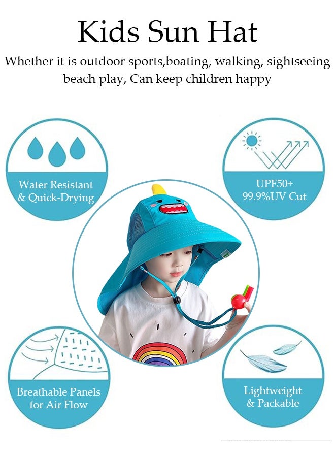 DUNISO Kids Sun Hat UPF 50+ Sun Visor Hats, Wide Brim Beach Hats with Mesh and Adjustable Chin Strap Cartoon Beach Bucket Hats for Boys Girls  - Image 4