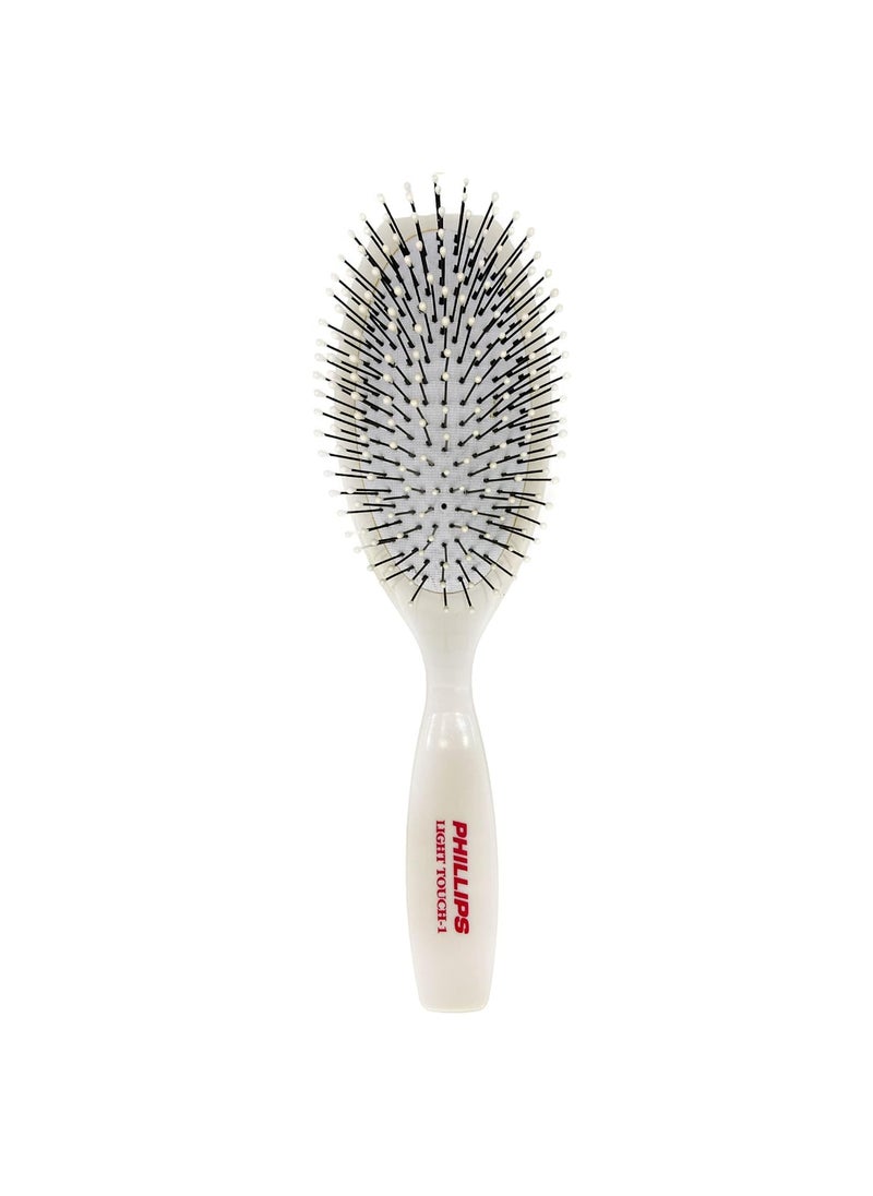 Phillips Brush - Phillips Brush Co Light Touch 1 Oval Cushioned Brush with Ball Tipped Nylon Bristles Contoured Handle - Image 1