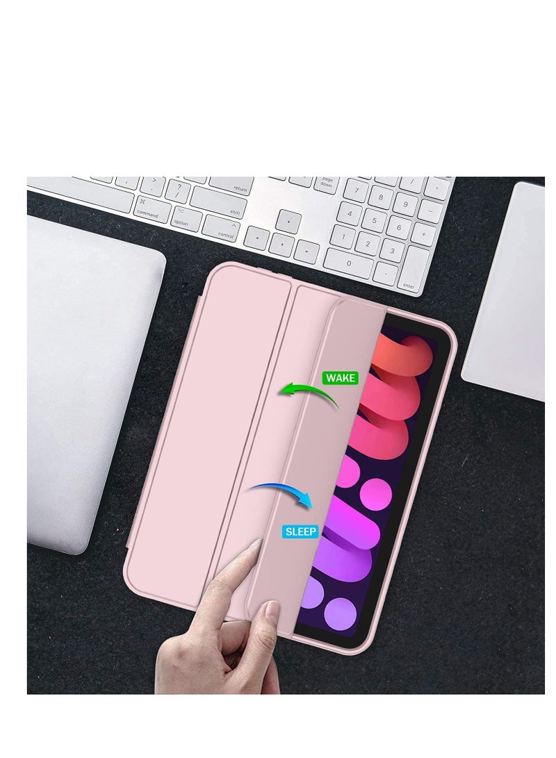 Mini New iPad Mini 6 Case 8.3 inch 2021 (6th Generation) with Pencil Holder [Supports 2nd iPad Pencil Charging/Pairing], Smart Trifold Cover with Soft TPU Back, Auto Wake/Sleep (Pink) - Image 4