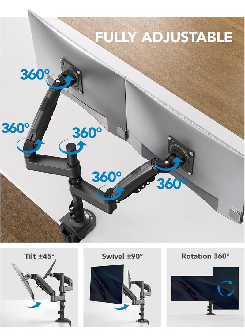 Generic 17-32 Inch Dual Monitor Stand, Gas Spring Dual Monitor Mount, Ergonomic Adjustable Tilt/Swivel/Rotate, Max Weight 19.8 lbs, VESA 75/100mm  - Image 3