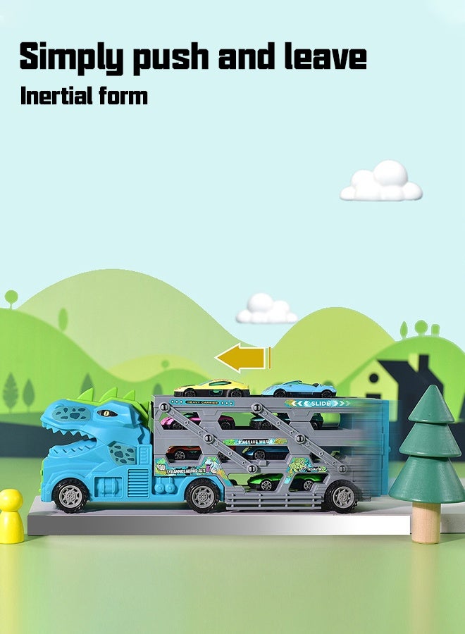 Suzuki Die-Cast Vehicles,Race Car Track Toy Truck Toy with Two to inclined trajectory ejection & Foldable Race Tracks Transport Car Carrier Toy Dinosaur deformation catapult container truck for Toddlers Cars Toy Set Container Truck Toy with 8 Alloy Cars Vehicles Toy Set for 3+ Kids Boys Girls  - Image 5