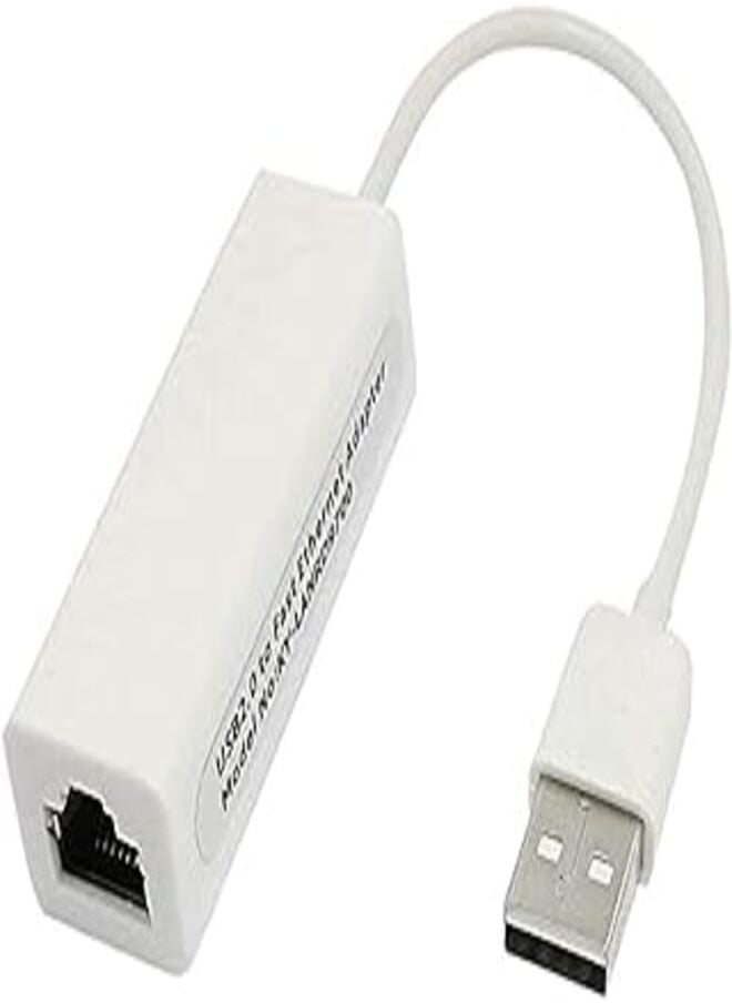 Generic - RJ45 High Speed Ethernet Adapter Cord USB 2.0 TO 10/100 MBPS - White - Image 1