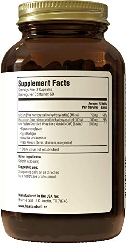 Heart & Soil Grass Fed Bone Matrix — Supports Bone and Joint Health, Strength, and Flexibility (180 Capsules) - Image 2