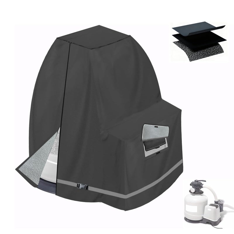 XCZ Sand Filter Pump Cover. Winter Insulated Cover. With Sherpa Lining. Suitable for 12-16in Sand Filter Pumps. Black - Image 1